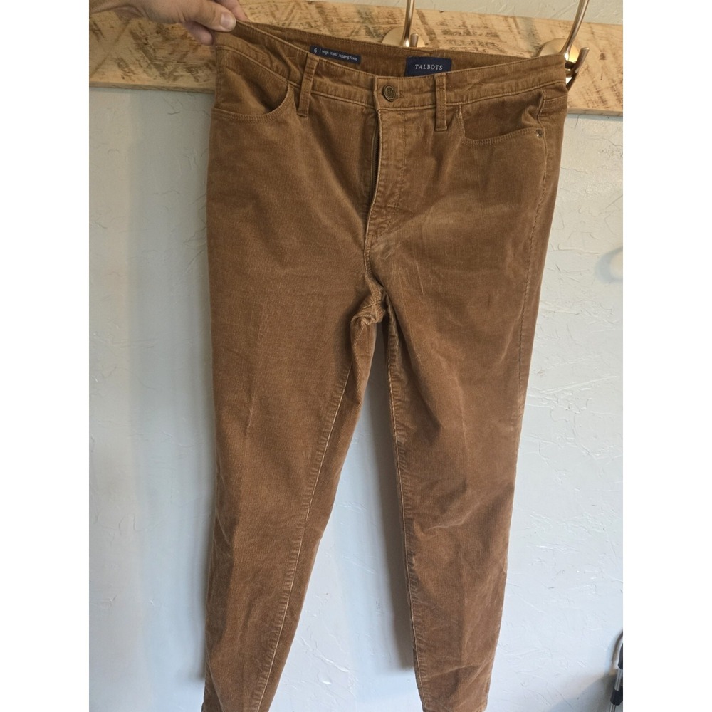 Talbots Womens High Waist Ankle Fit Corduroy Jegging Size 6 Camel Brown Skater